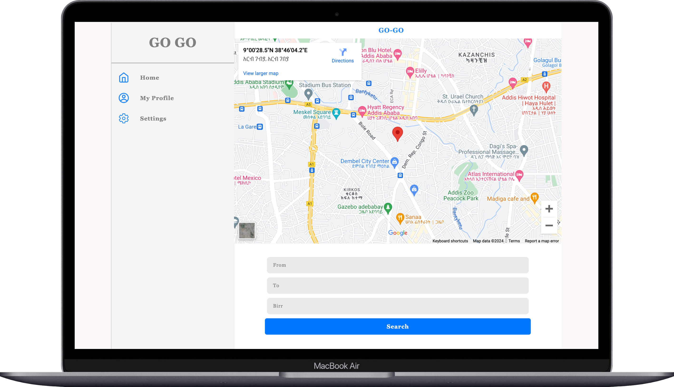 GoGo ride booking website for portfolio