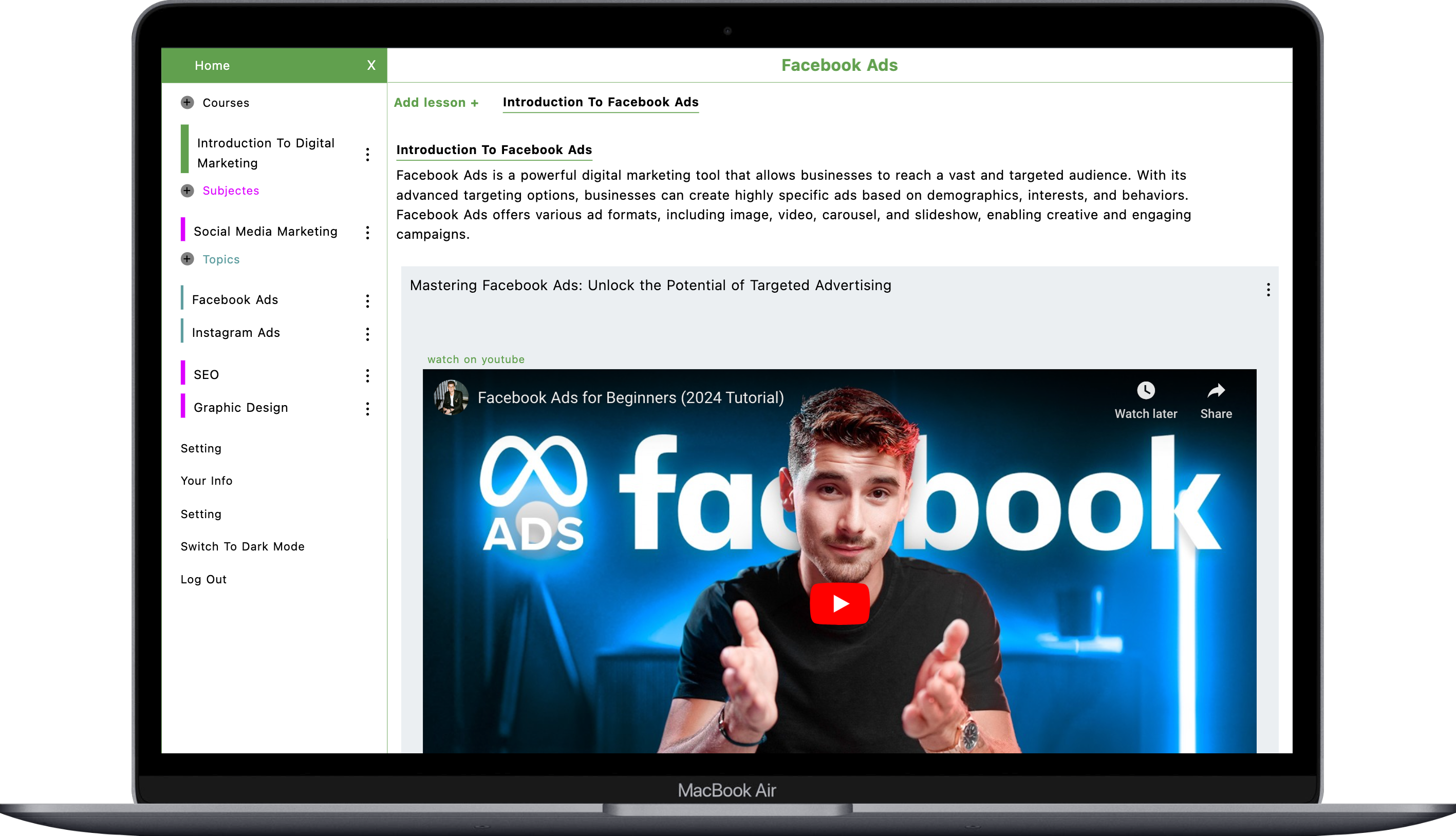 online-learning-system website for portfolio